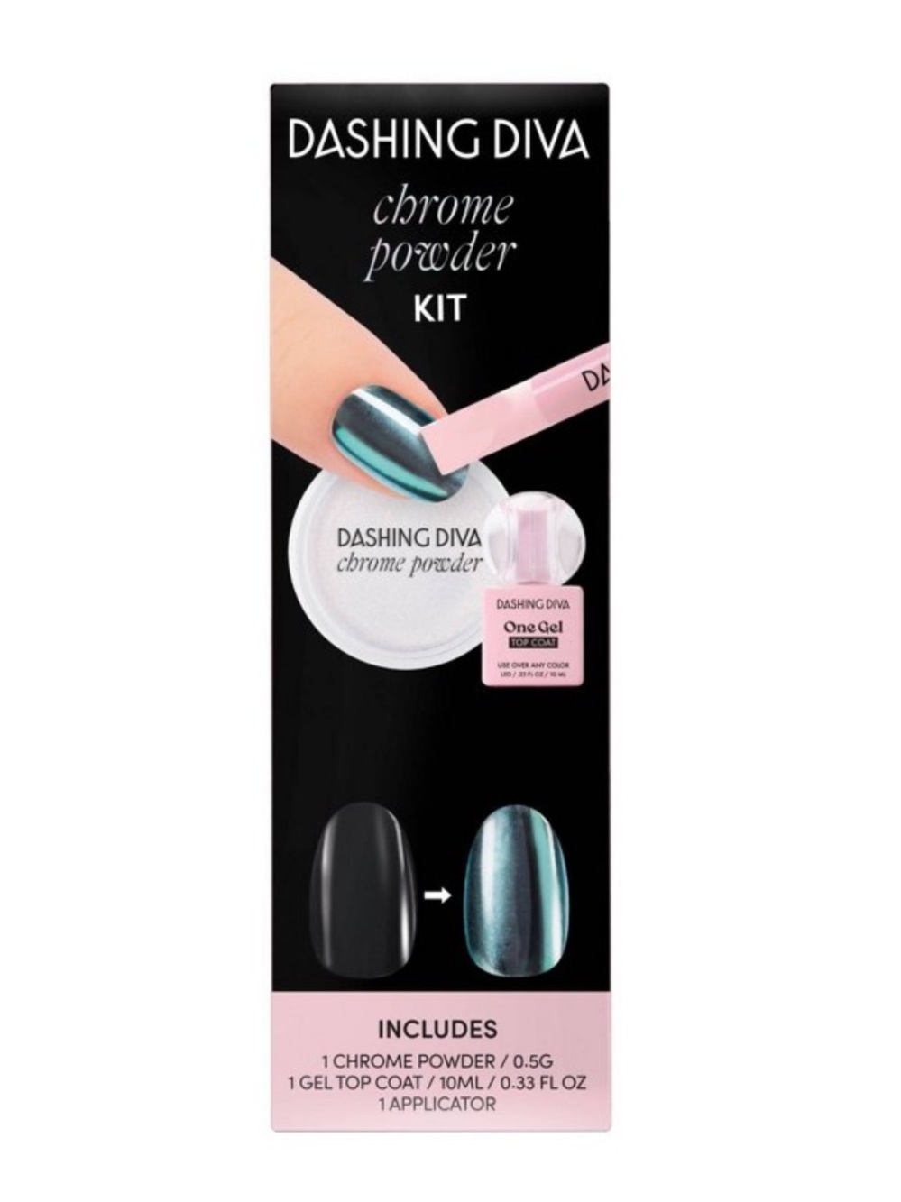Dashing Diva Chrome Powder Kit - Chrome Ice, NEW